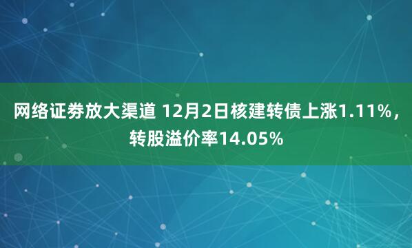 网络证劵放大渠道 12月2日核建转债上涨1.11%，转股溢价率14.05%