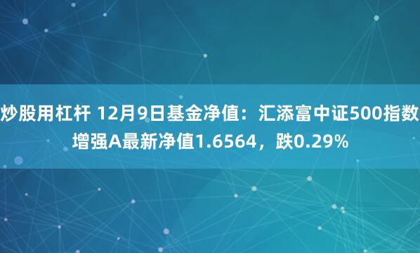 炒股用杠杆 12月9日基金净值：汇添富中证500指数增强A最新净值1.6564，跌0.29%