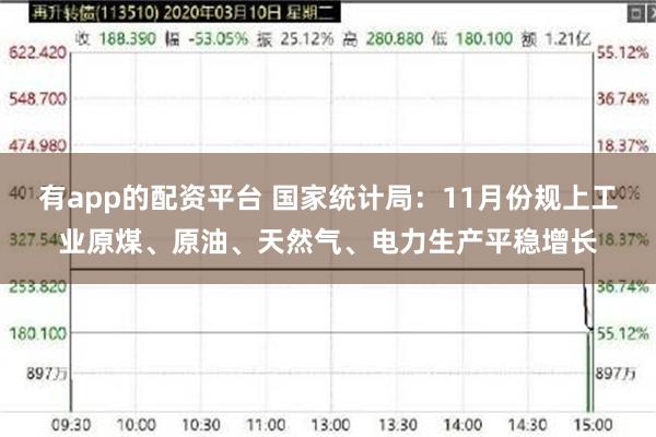 有app的配资平台 国家统计局：11月份规上工业原煤、原油、天然气、电力生产平稳增长