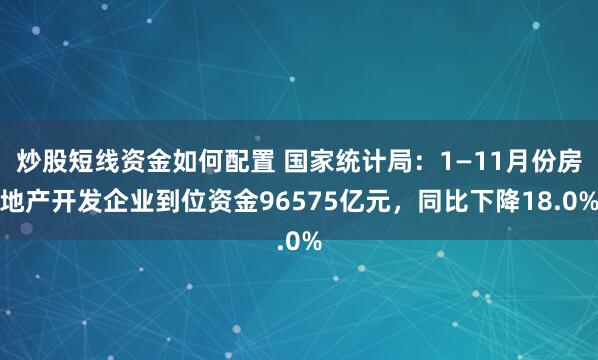 炒股短线资金如何配置 国家统计局：1—11月份房地产开发企业到位资金96575亿元，同比下降18.0%