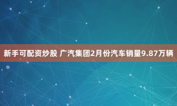 新手可配资炒股 广汽集团2月份汽车销量9.87万辆